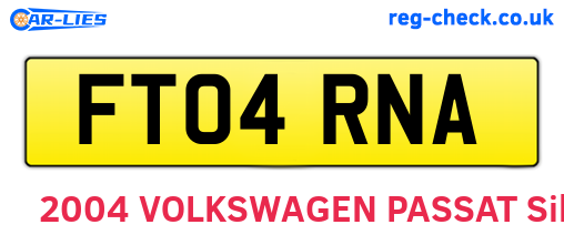 FT04RNA are the vehicle registration plates.
