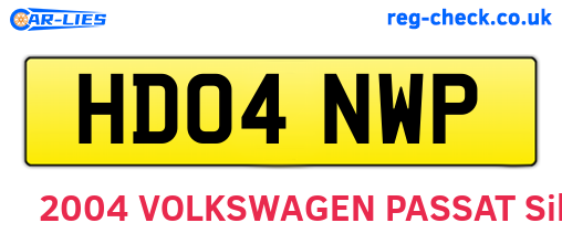 HD04NWP are the vehicle registration plates.