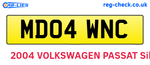 MD04WNC are the vehicle registration plates.