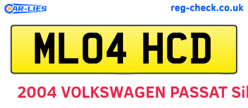 ML04HCD are the vehicle registration plates.