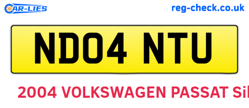 ND04NTU are the vehicle registration plates.