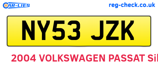NY53JZK are the vehicle registration plates.