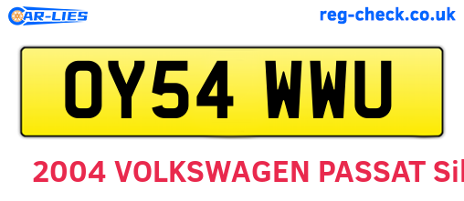 OY54WWU are the vehicle registration plates.