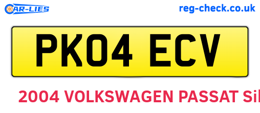 PK04ECV are the vehicle registration plates.
