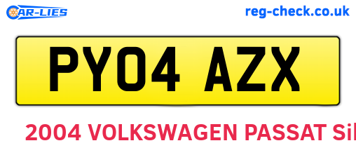 PY04AZX are the vehicle registration plates.
