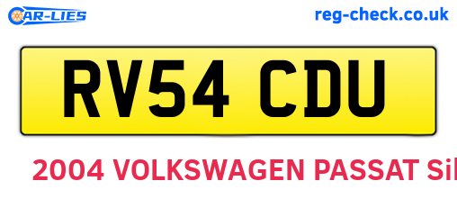 RV54CDU are the vehicle registration plates.
