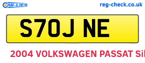 S70JNE are the vehicle registration plates.