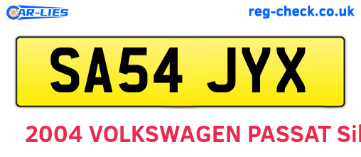 SA54JYX are the vehicle registration plates.
