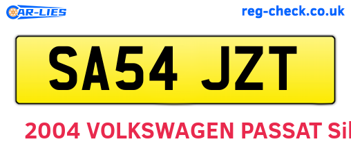 SA54JZT are the vehicle registration plates.