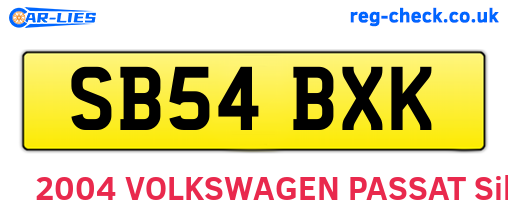 SB54BXK are the vehicle registration plates.