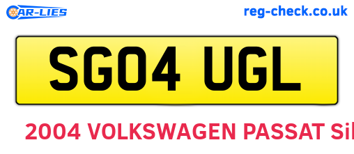 SG04UGL are the vehicle registration plates.