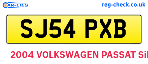 SJ54PXB are the vehicle registration plates.