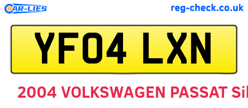YF04LXN are the vehicle registration plates.