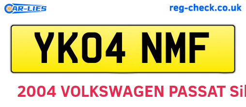 YK04NMF are the vehicle registration plates.