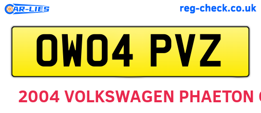 OW04PVZ are the vehicle registration plates.