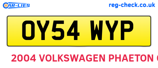 OY54WYP are the vehicle registration plates.