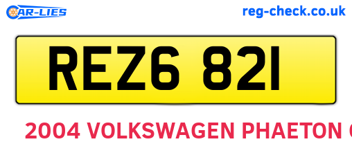 REZ6821 are the vehicle registration plates.