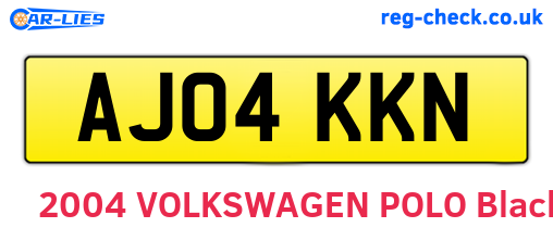 AJ04KKN are the vehicle registration plates.