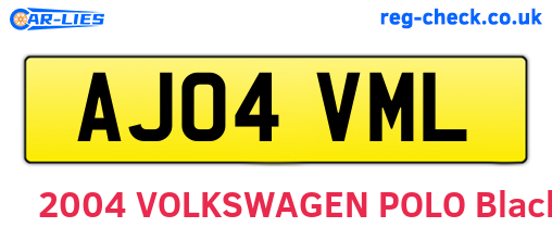 AJ04VML are the vehicle registration plates.