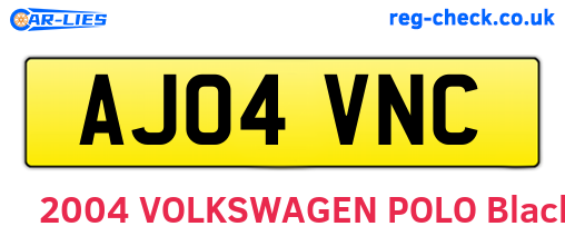 AJ04VNC are the vehicle registration plates.