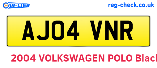 AJ04VNR are the vehicle registration plates.