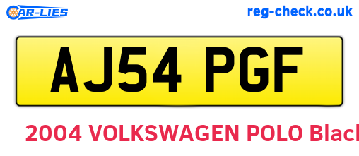 AJ54PGF are the vehicle registration plates.
