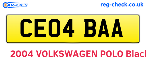 CE04BAA are the vehicle registration plates.