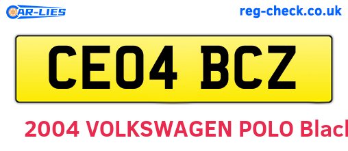CE04BCZ are the vehicle registration plates.