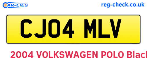 CJ04MLV are the vehicle registration plates.