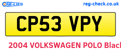 CP53VPY are the vehicle registration plates.