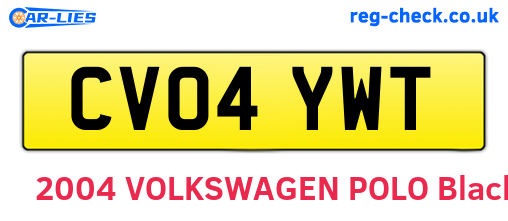CV04YWT are the vehicle registration plates.