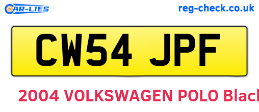 CW54JPF are the vehicle registration plates.