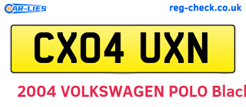 CX04UXN are the vehicle registration plates.