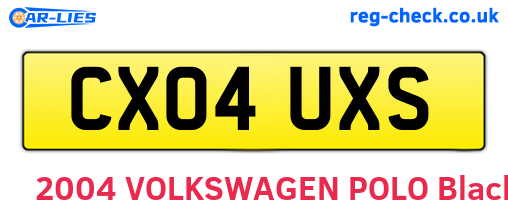 CX04UXS are the vehicle registration plates.