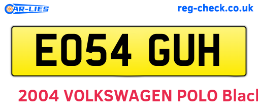 EO54GUH are the vehicle registration plates.
