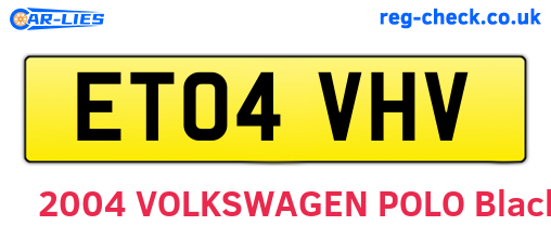 ET04VHV are the vehicle registration plates.