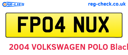 FP04NUX are the vehicle registration plates.