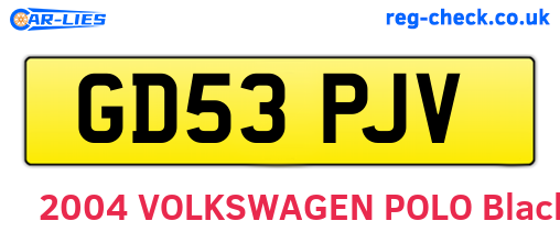 GD53PJV are the vehicle registration plates.