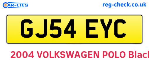 GJ54EYC are the vehicle registration plates.