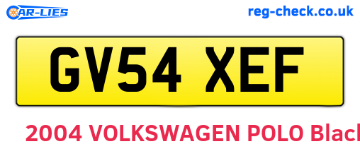 GV54XEF are the vehicle registration plates.
