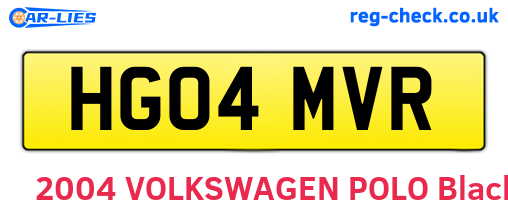 HG04MVR are the vehicle registration plates.