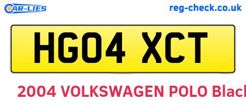 HG04XCT are the vehicle registration plates.