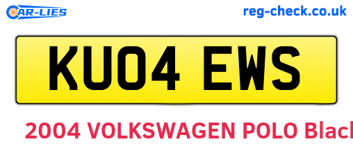KU04EWS are the vehicle registration plates.