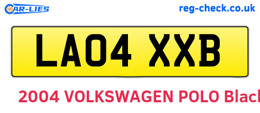 LA04XXB are the vehicle registration plates.