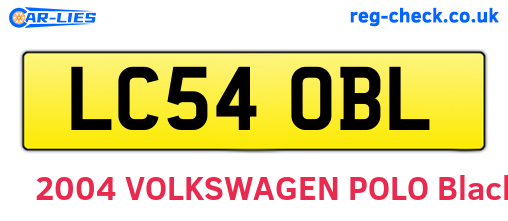 LC54OBL are the vehicle registration plates.