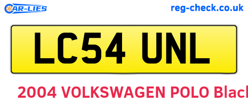 LC54UNL are the vehicle registration plates.