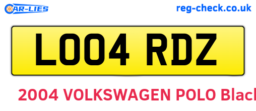 LO04RDZ are the vehicle registration plates.