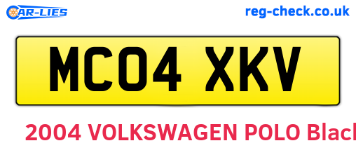 MC04XKV are the vehicle registration plates.