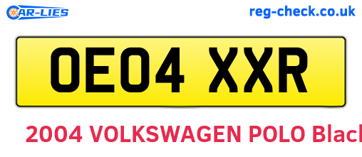 OE04XXR are the vehicle registration plates.