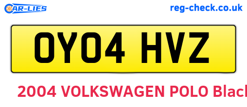 OY04HVZ are the vehicle registration plates.